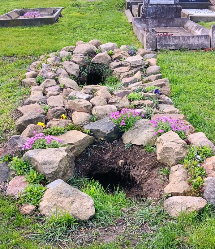 Rockery around foxholes